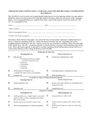 Fair Use Analysis Checklist