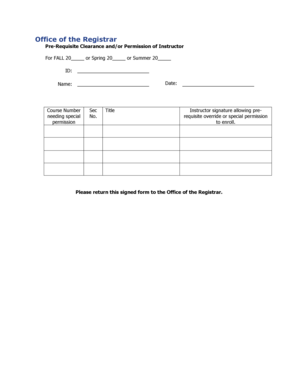 Pre-Requisite Clearance Form