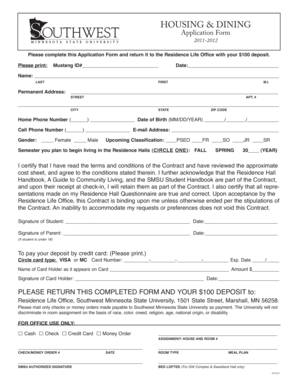 Housing and Dining Application Form