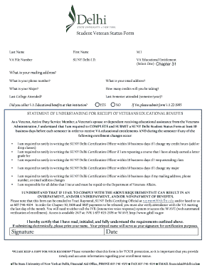 Student Veteran Status Form