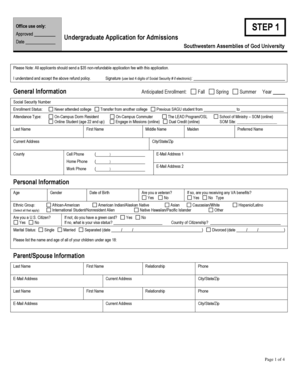 Undergraduate Application for Admissions