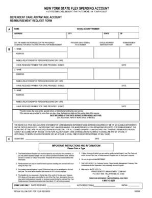 New York State Dependent Care Reimbursement Request Form