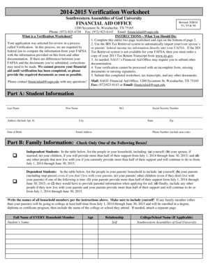 2014-2015 Verification Worksheet