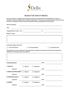 Request for Leave of Absence Form