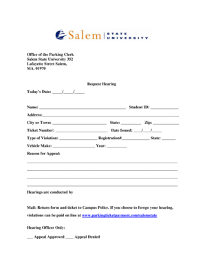 Parking Violation Appeal Form