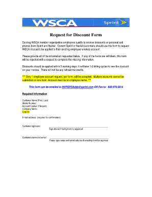 Request for Discount Form