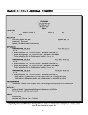 Basic Chronological Resume Template