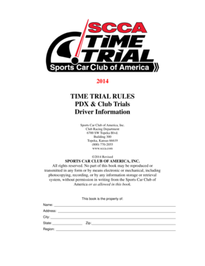 Sports Car Club of America Time Trial Rules