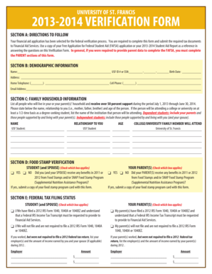 University of St. Francis Verification Form