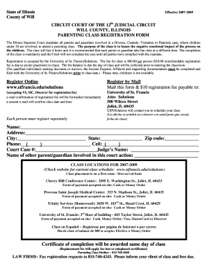 Illinois Parenting Class Registration Form
