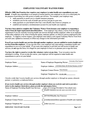 Employee Voluntary Waiver Form