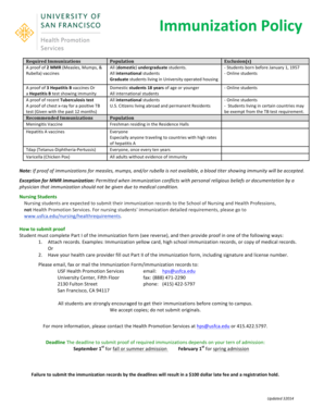 USF Immunization Form