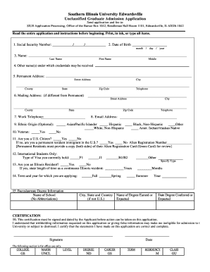 Unclassified Graduate Admission Application