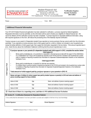 Student Financial Aid Verification Inquiry Form