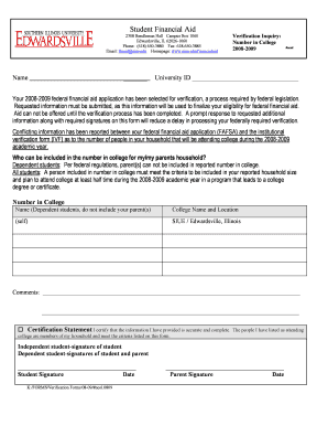 2008-2009 Verification Inquiry Form