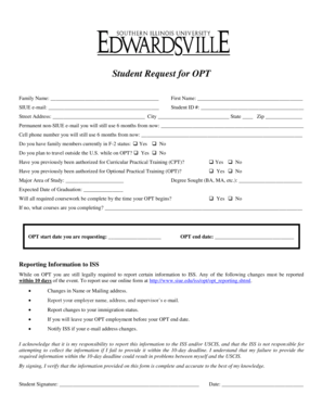 Student Request for OPT