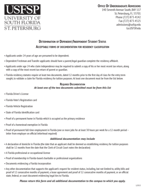 Florida Residency Affidavit for Tuition Purposes