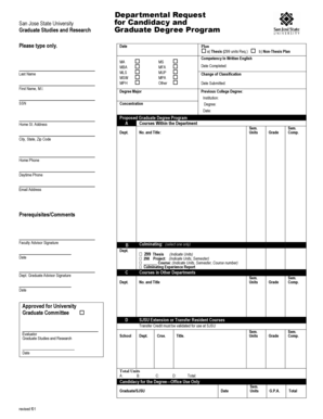 San Jose State University Graduate Degree Program Request