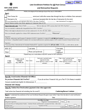 Late Enrollment Petition for Post-Census and Retroactive Requests