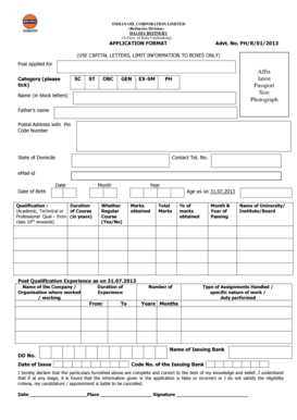 Indian Oil Corporation Application Form