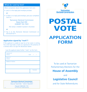 Tasmanian Postal Vote Application Form