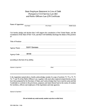 State Employee Statement in Lieu of Oath