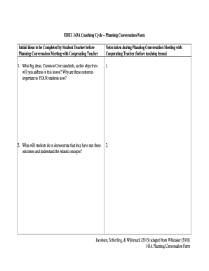 EDEL 143A Coaching Cycle Planning Conversation Form