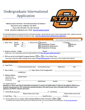 Oklahoma State University Undergraduate International Application
