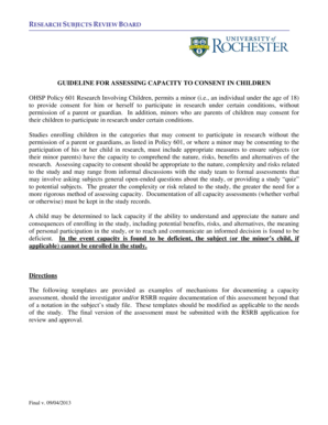 Guideline for Assessing Capacity to Consent in Children