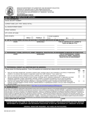 Missouri Educator Certification Background Check Form