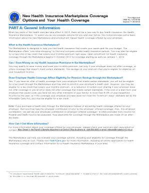 Health Insurance Marketplace Coverage Options Notice