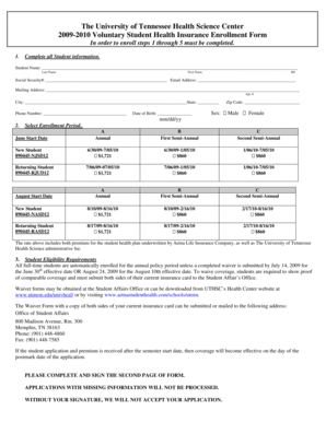 University of Tennessee Health Insurance Enrollment Form