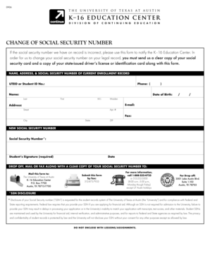 Change of Social Security Number Form