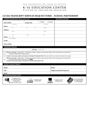 Lucha Transcript Services Request Form