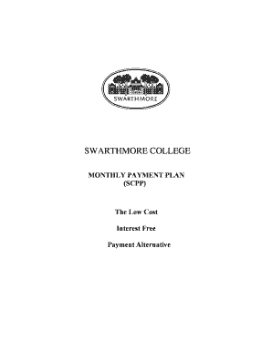 Swarthmore College Monthly Payment Plan Application