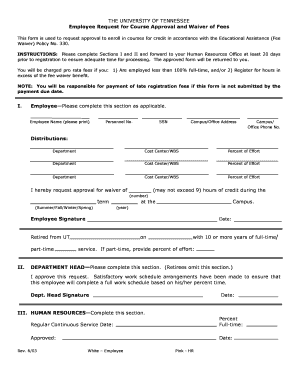 Employee Request for Course Approval and Waiver of Fees