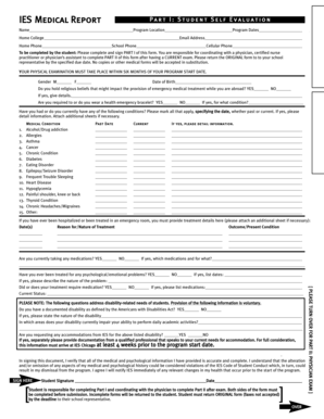 IES Medical Report Form