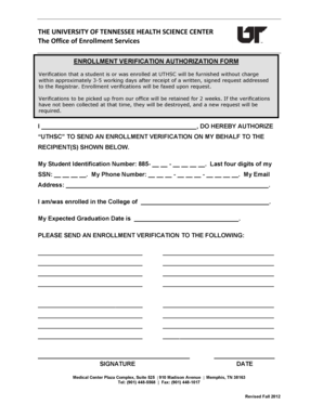 Enrollment Verification Authorization Form