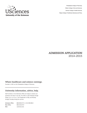 University of the Sciences Admission Application