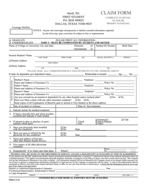 Student Medical Claim Form