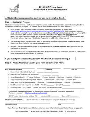 2014-2015 Private Loan Request Form