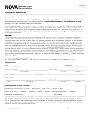 NOVA Employment Background Check Form