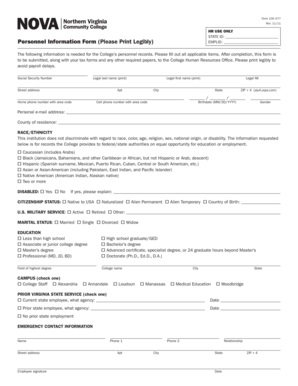 Personnel Information Form
