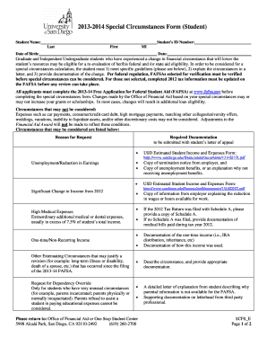 2013-2014 Special Circumstances Form (Student)