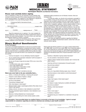 Scuba Diving Medical Statement