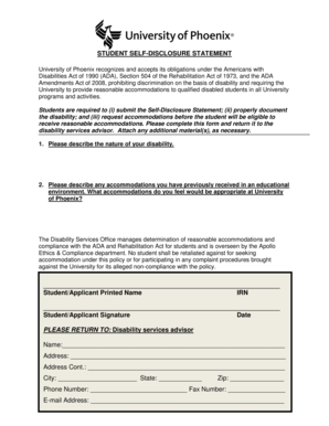 Student Self-Disclosure Statement