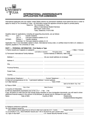 International Undergraduate Application for Admission