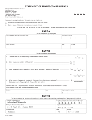 Wisconsin Statement of Minnesota Residency