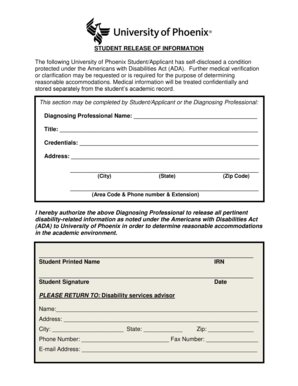 University of Phoenix Student Release of Information