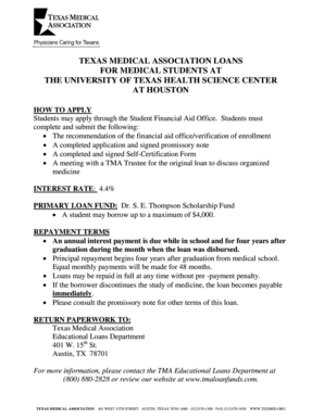 Texas Medical Association Student Loan Application